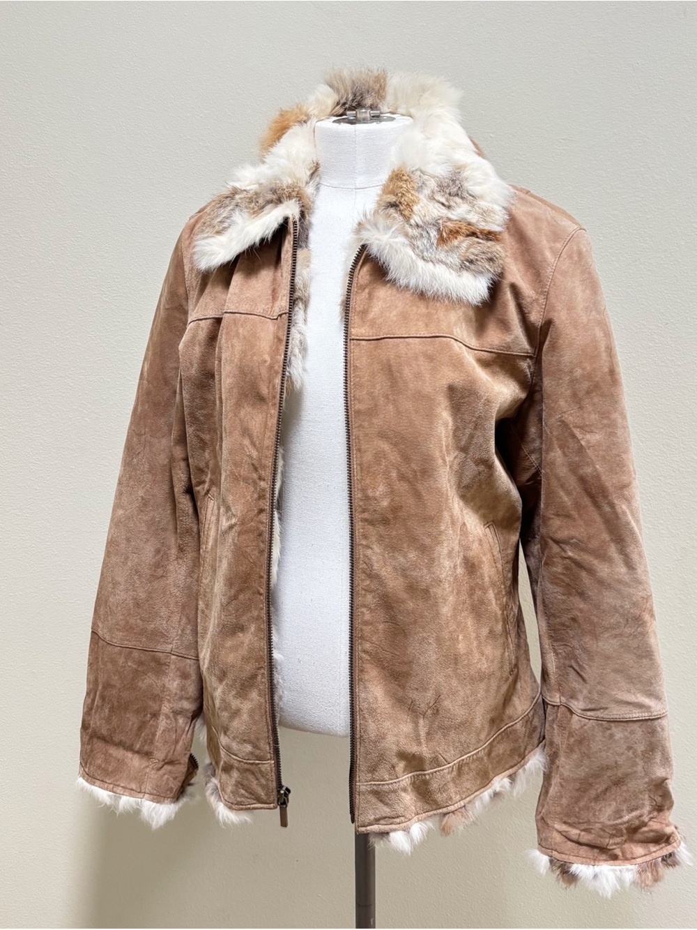 Vintage Y2K Juliano Celini Size Medium Tan Leather Suede Jacket